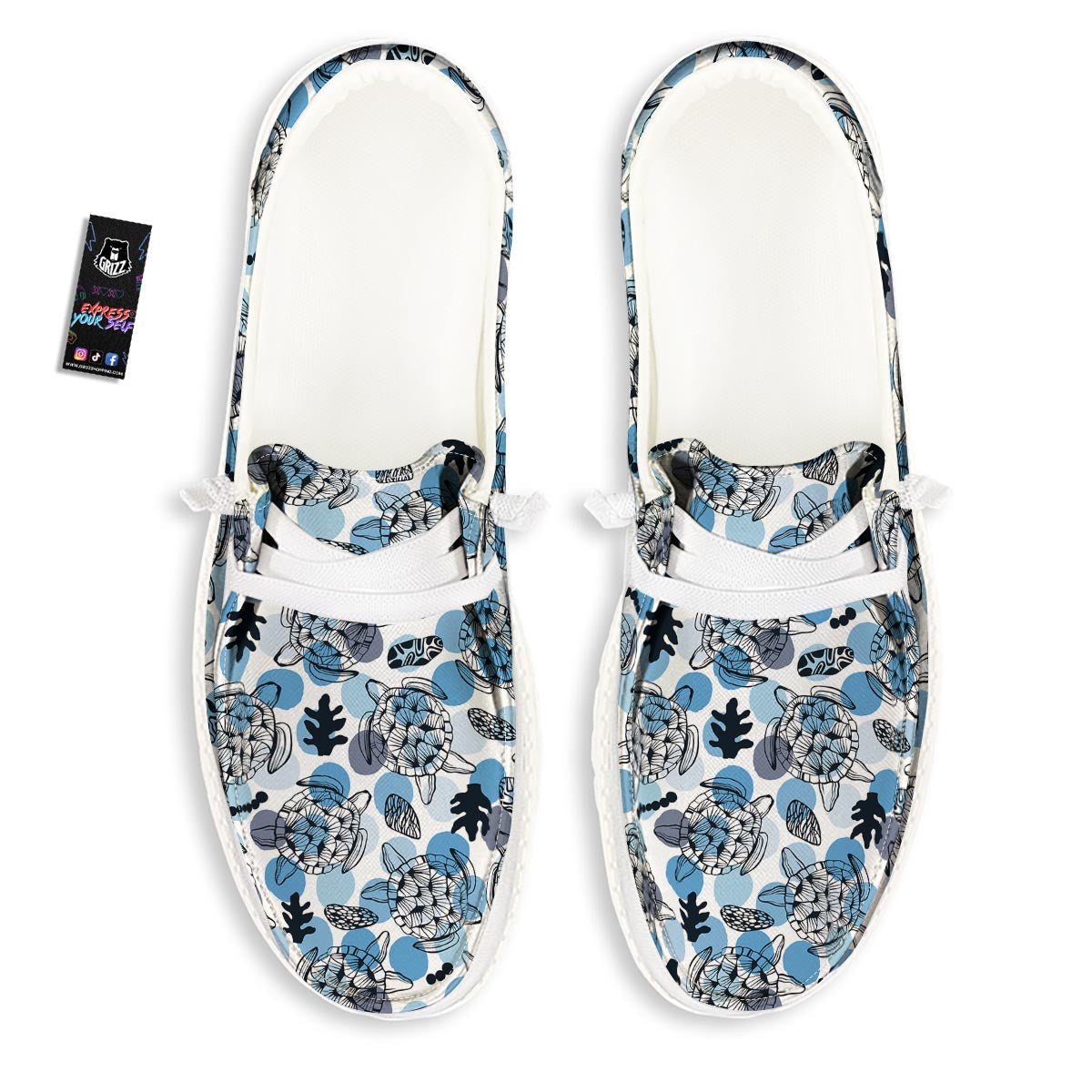 Shell Sea Turtle Print Pattern Black Loafers-grizzshop
