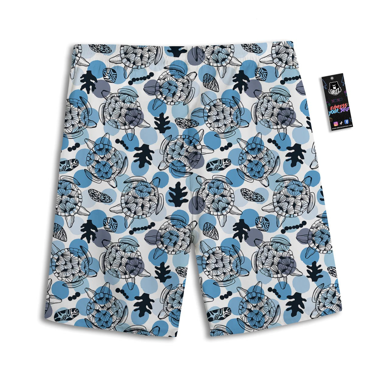 Shell Sea Turtle Print Pattern Men's Athletic Shorts-grizzshop