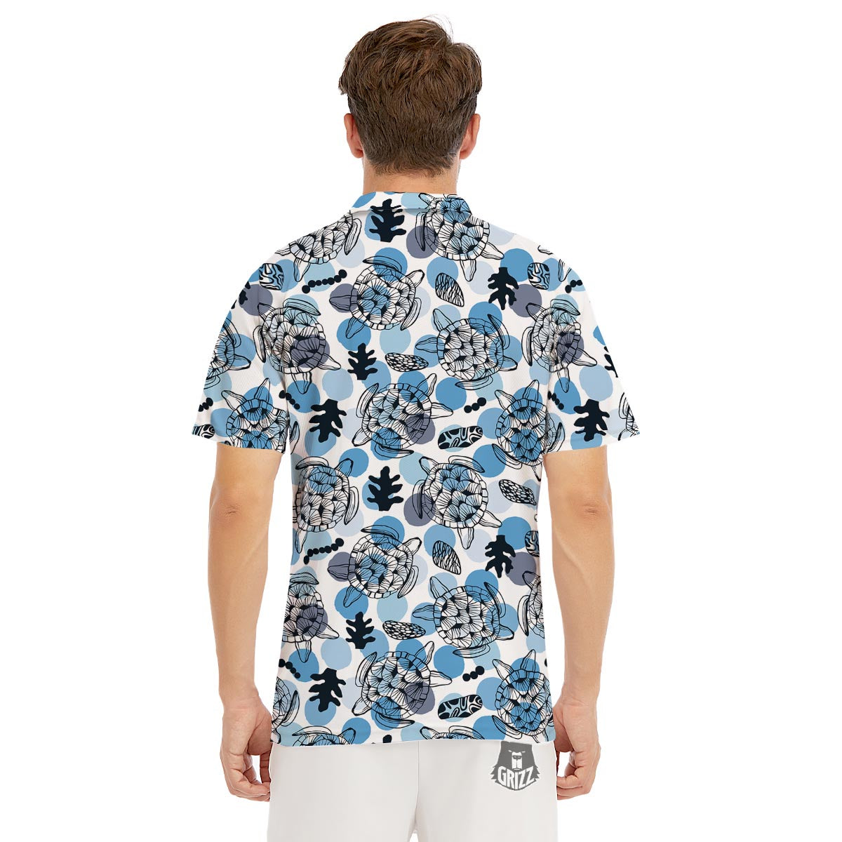 Shell Sea Turtle Print Pattern Men's Golf Shirts-grizzshop