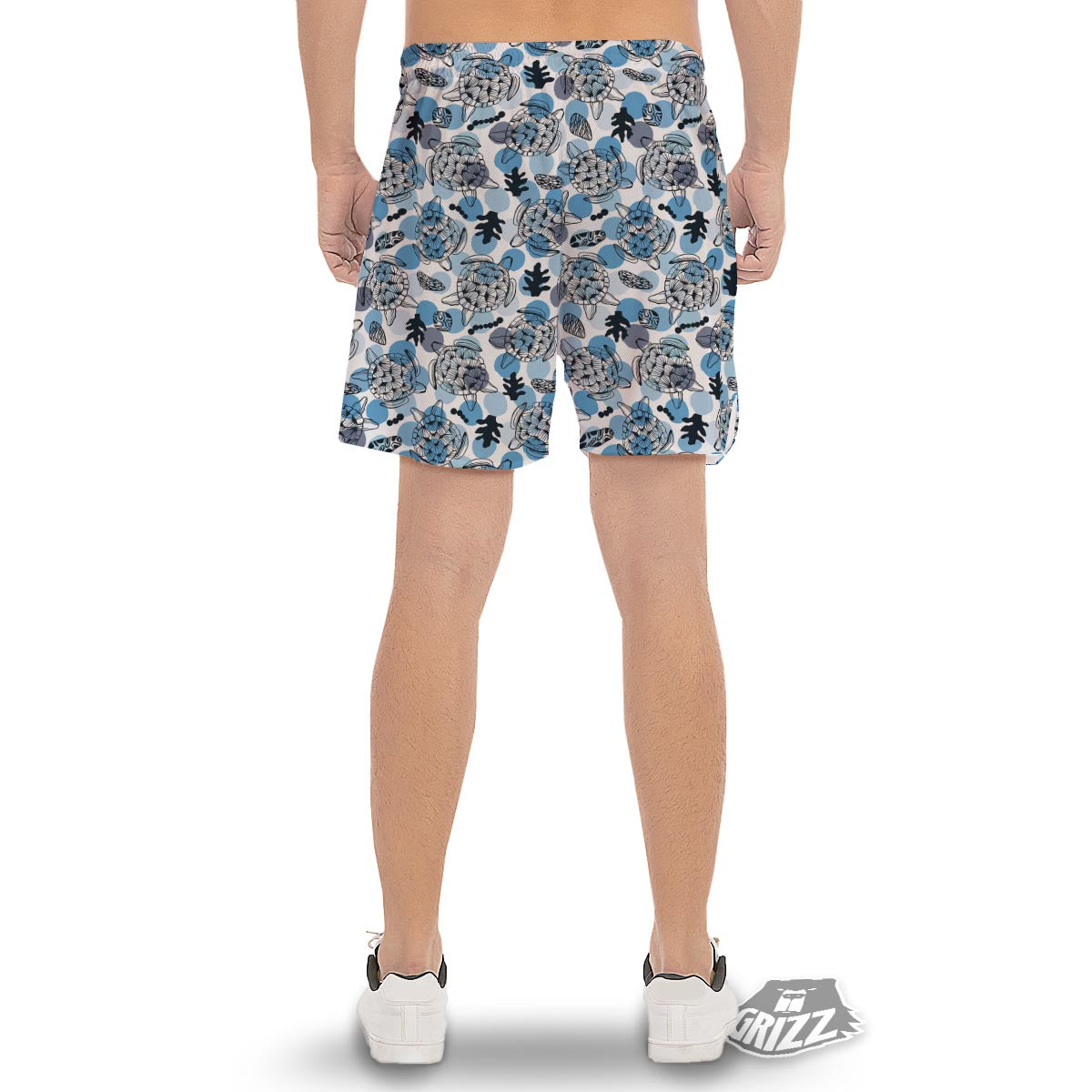 Shell Sea Turtle Print Pattern Men's Gym Shorts-grizzshop