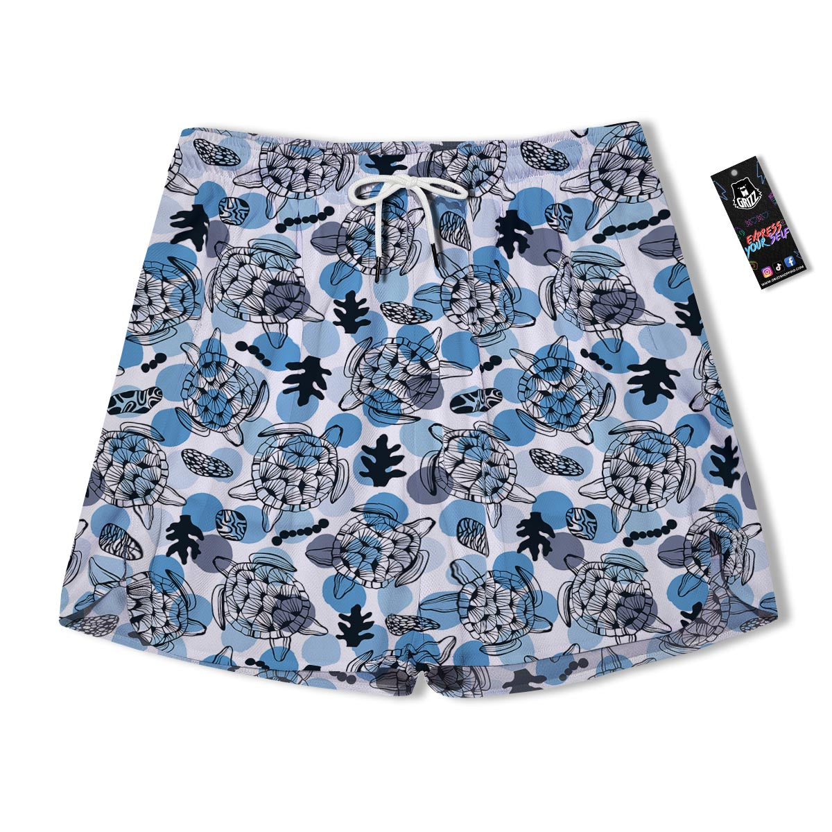 Shell Sea Turtle Print Pattern Men's Running Shorts-grizzshop