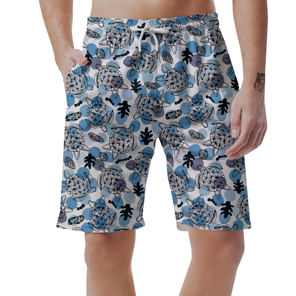Shell Sea Turtle Print Pattern Men's Shorts-grizzshop