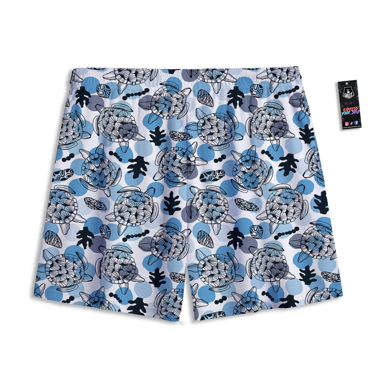 Shell Sea Turtle Print Pattern Mesh Shorts-grizzshop