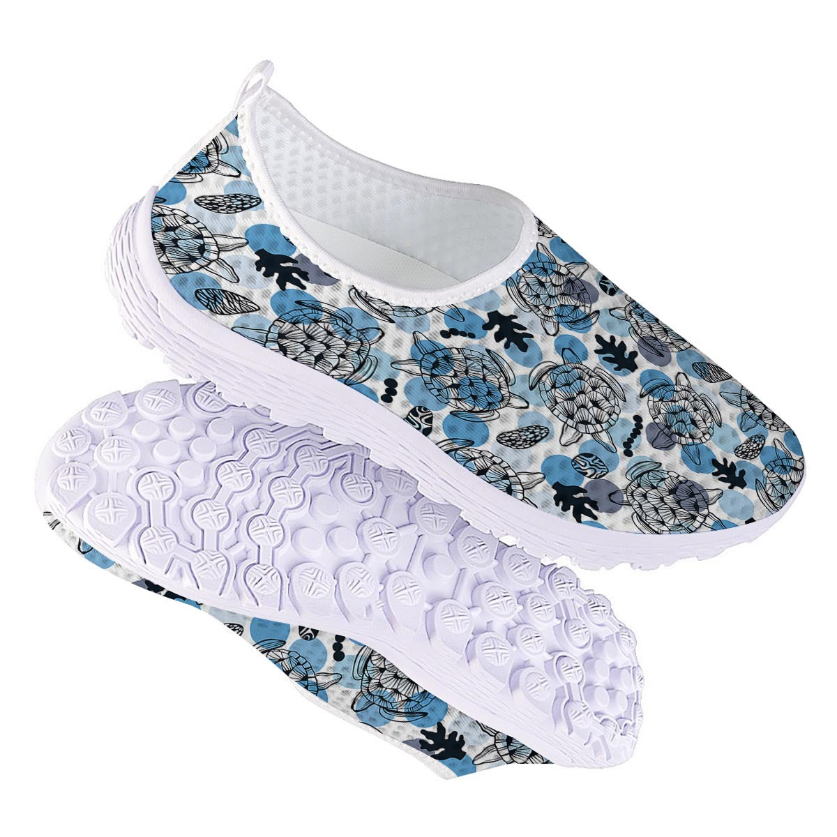 Shell Sea Turtle Print Pattern Nurse Shoes-grizzshop
