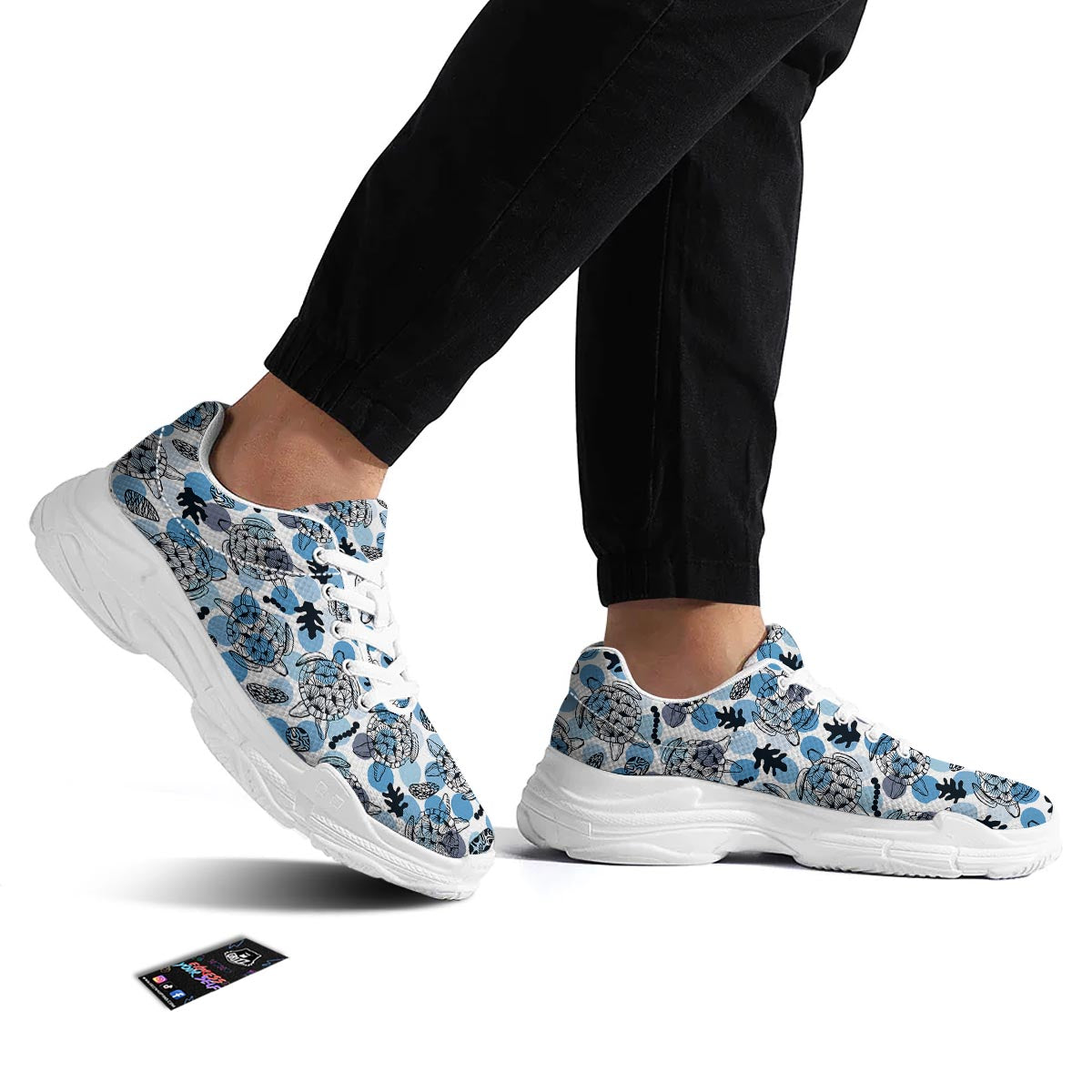 Shell Sea Turtle Print Pattern White Chunky Shoes-grizzshop