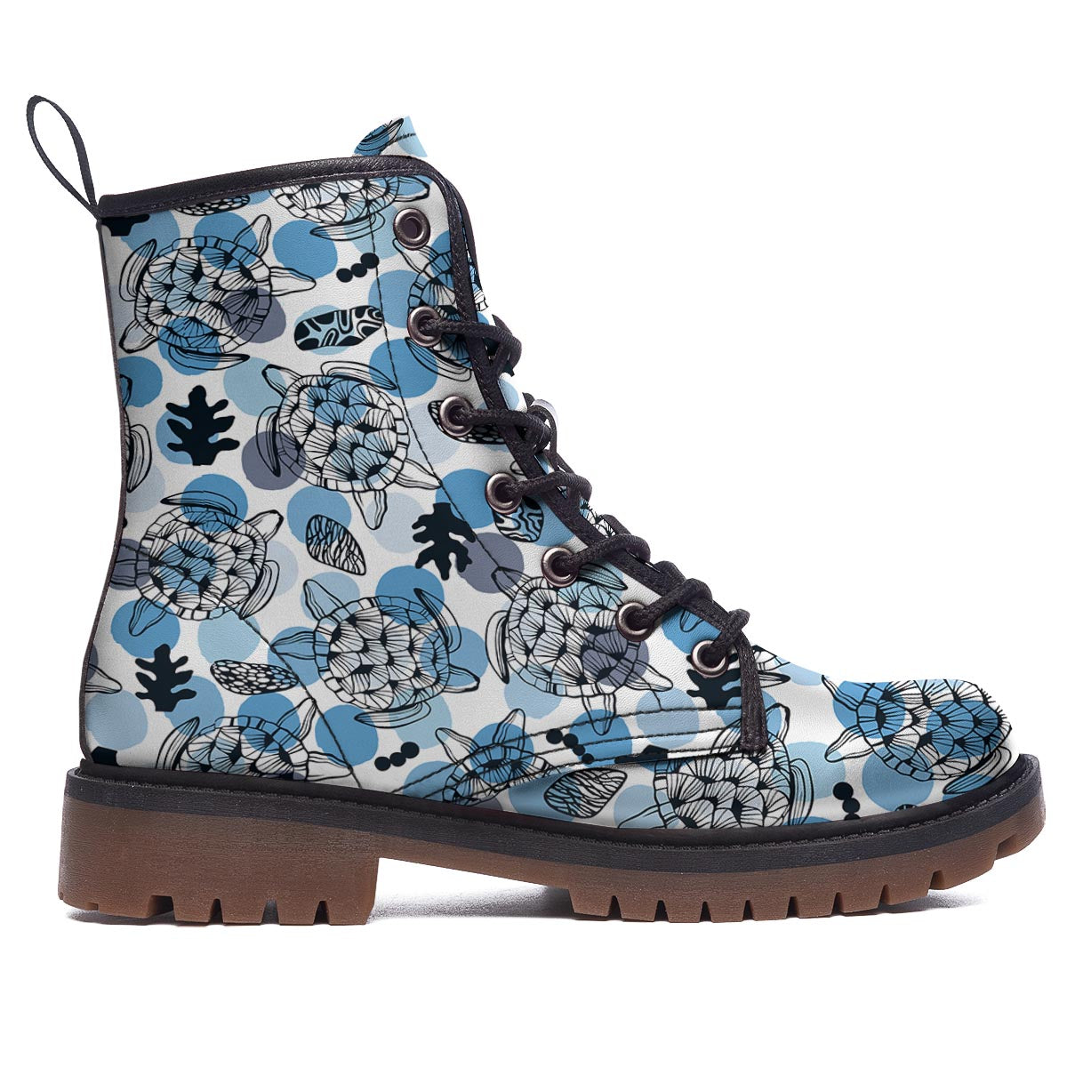 Shell Sea Turtle Print Pattern Work Boots-grizzshop