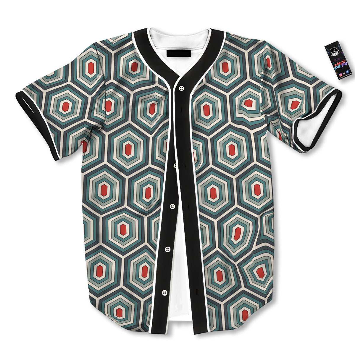 Shell Turtle Print Pattern Baseball Jersey-grizzshop