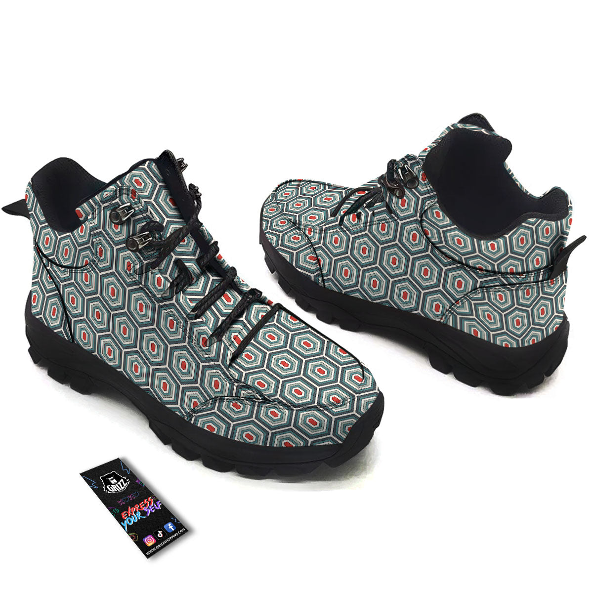 Shell Turtle Print Pattern Hiking Shoes-grizzshop