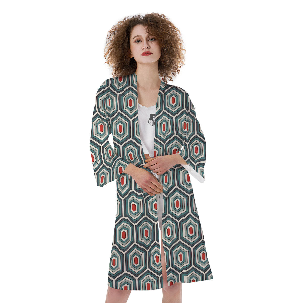 Shell Turtle Print Pattern Kimono-grizzshop