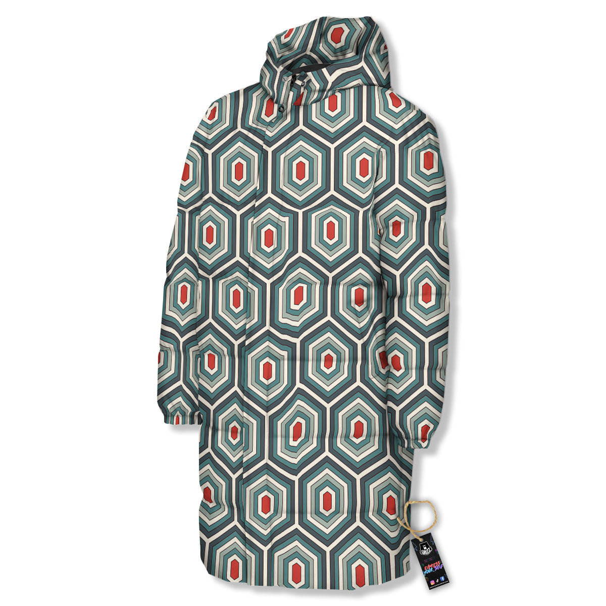 Shell Turtle Print Pattern Long Down Jacket-grizzshop