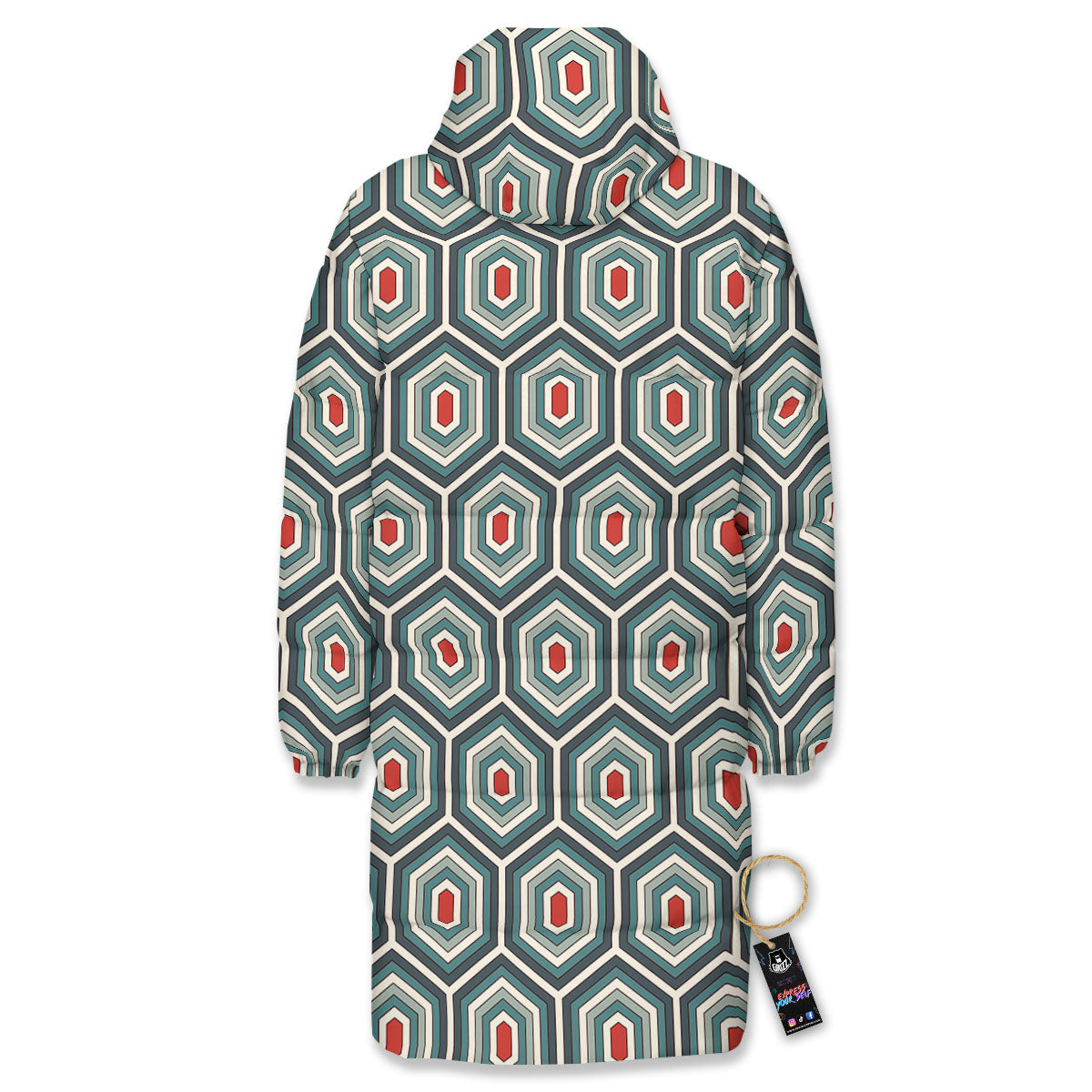 Shell Turtle Print Pattern Long Down Jacket-grizzshop