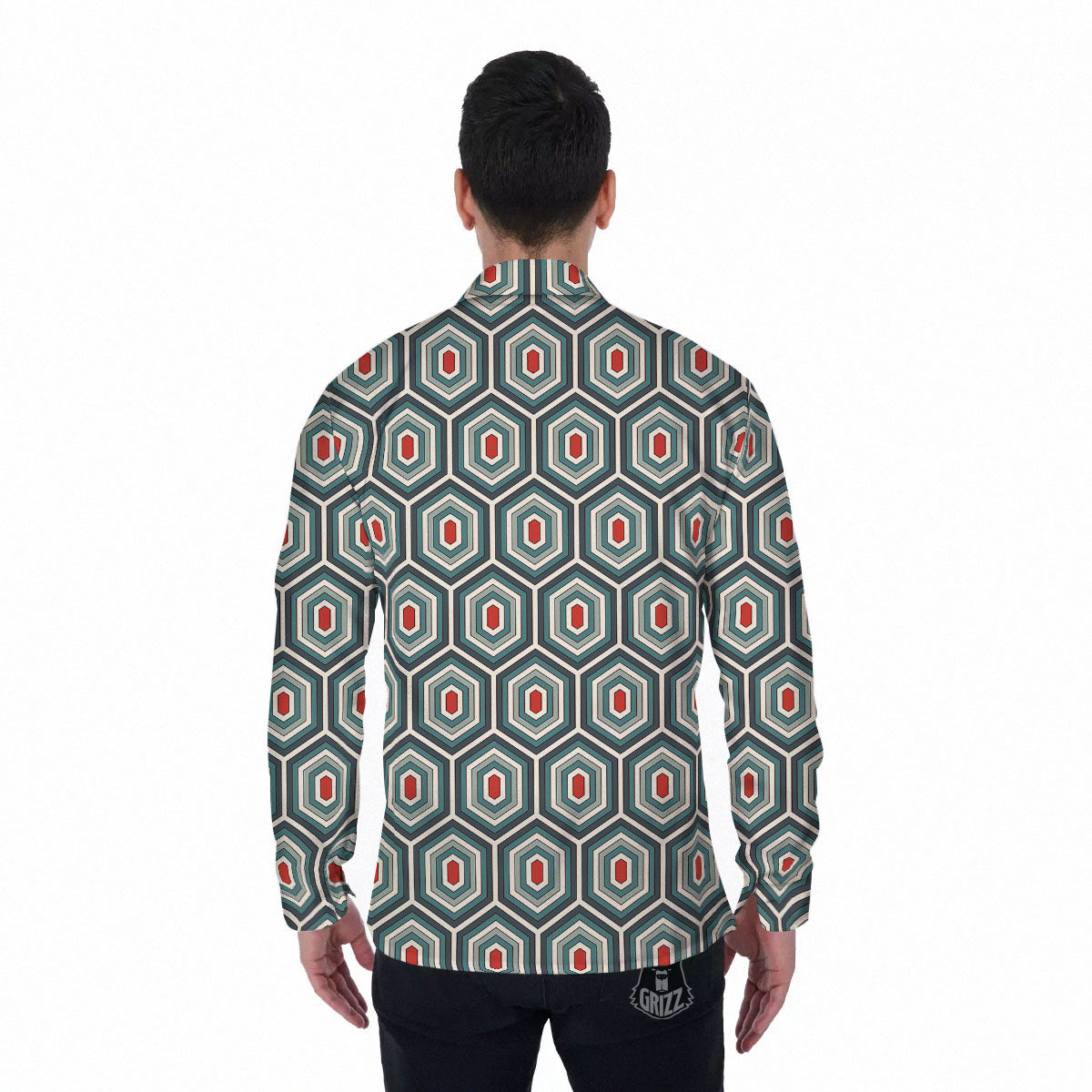 Shell Turtle Print Pattern Men's Long Sleeve Shirts-grizzshop
