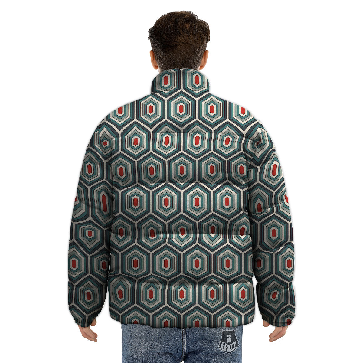 Shell Turtle Print Pattern Puffer Jacket-grizzshop