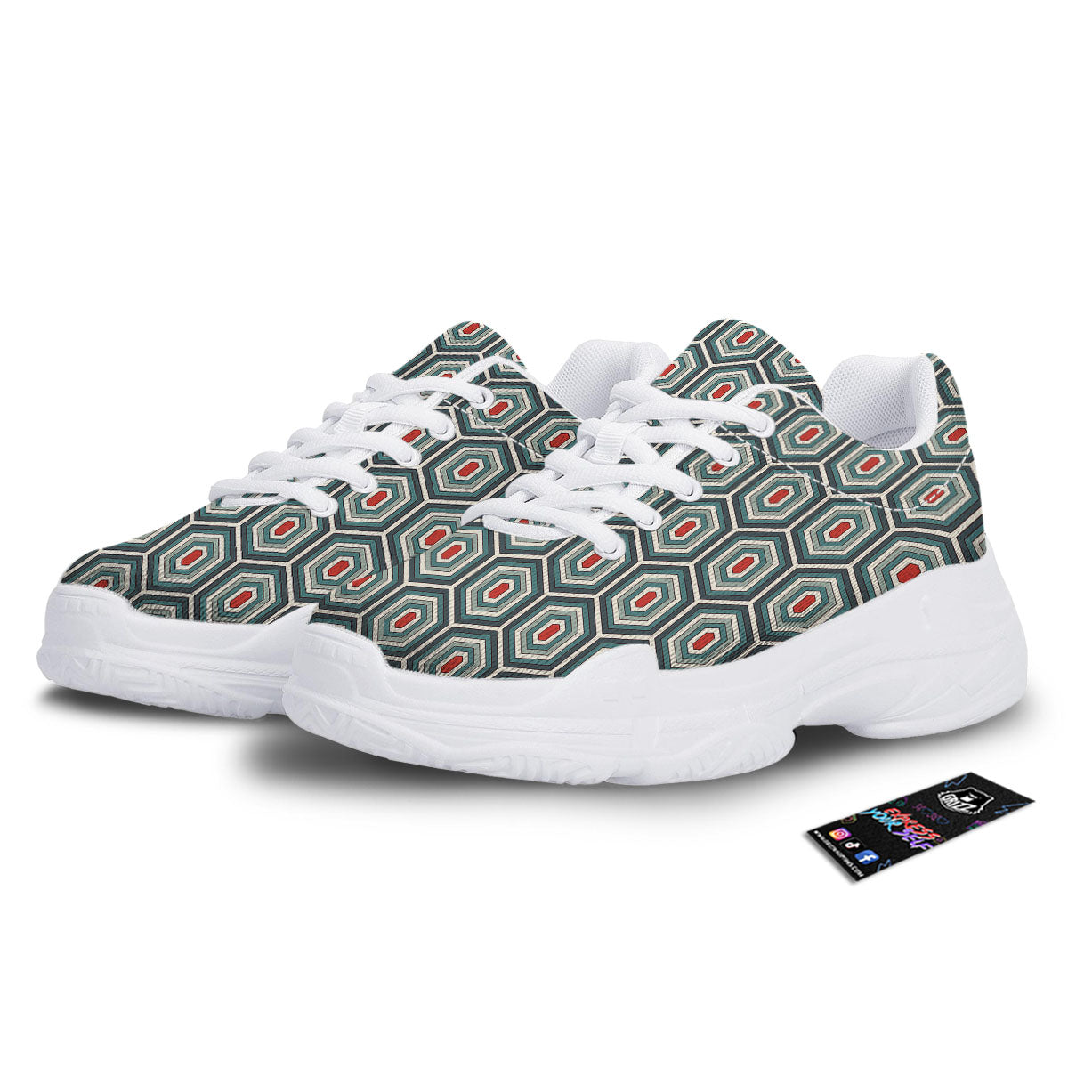 Shell Turtle Print Pattern White Chunky Shoes-grizzshop
