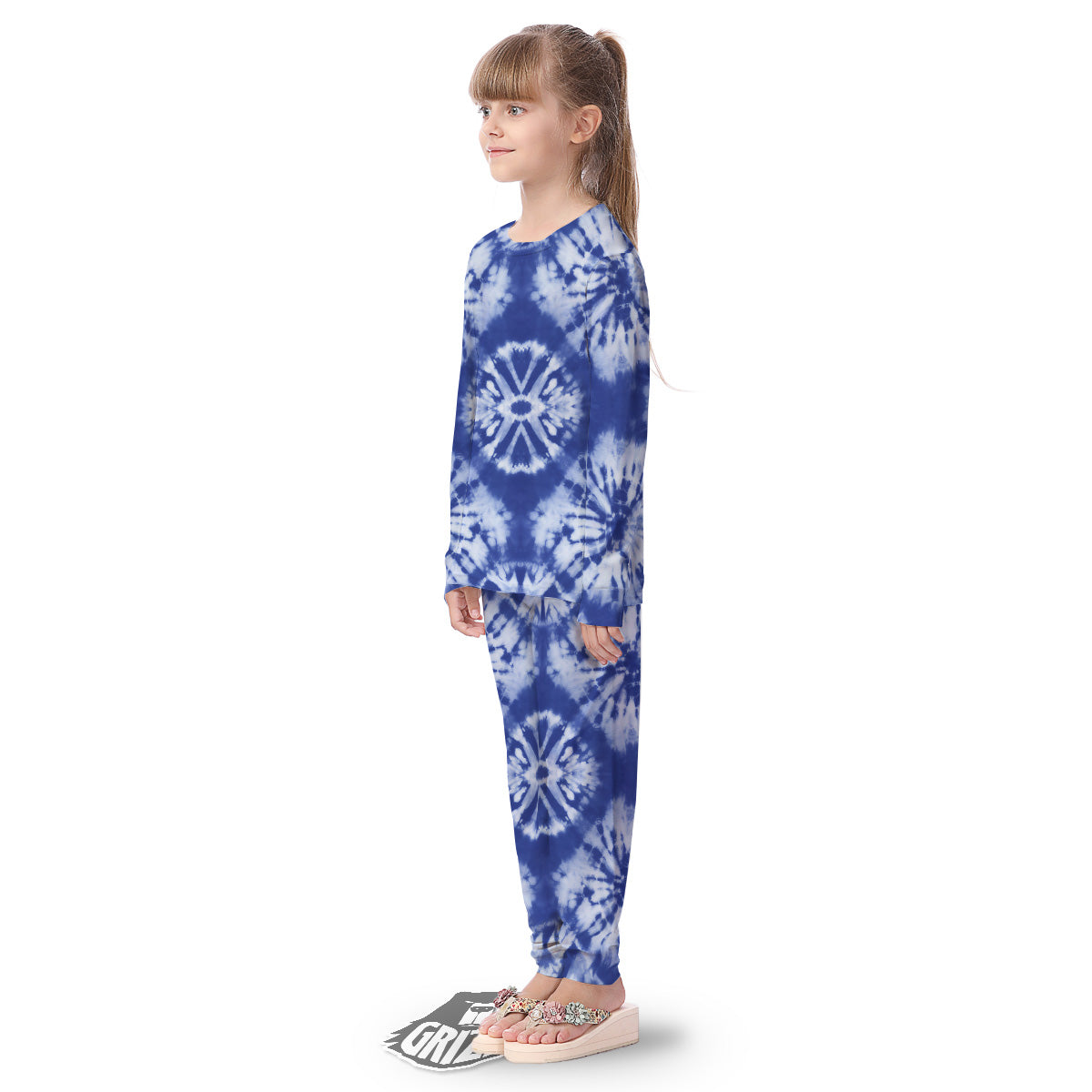 Shibori Blue Print Kid's Pajamas-grizzshop