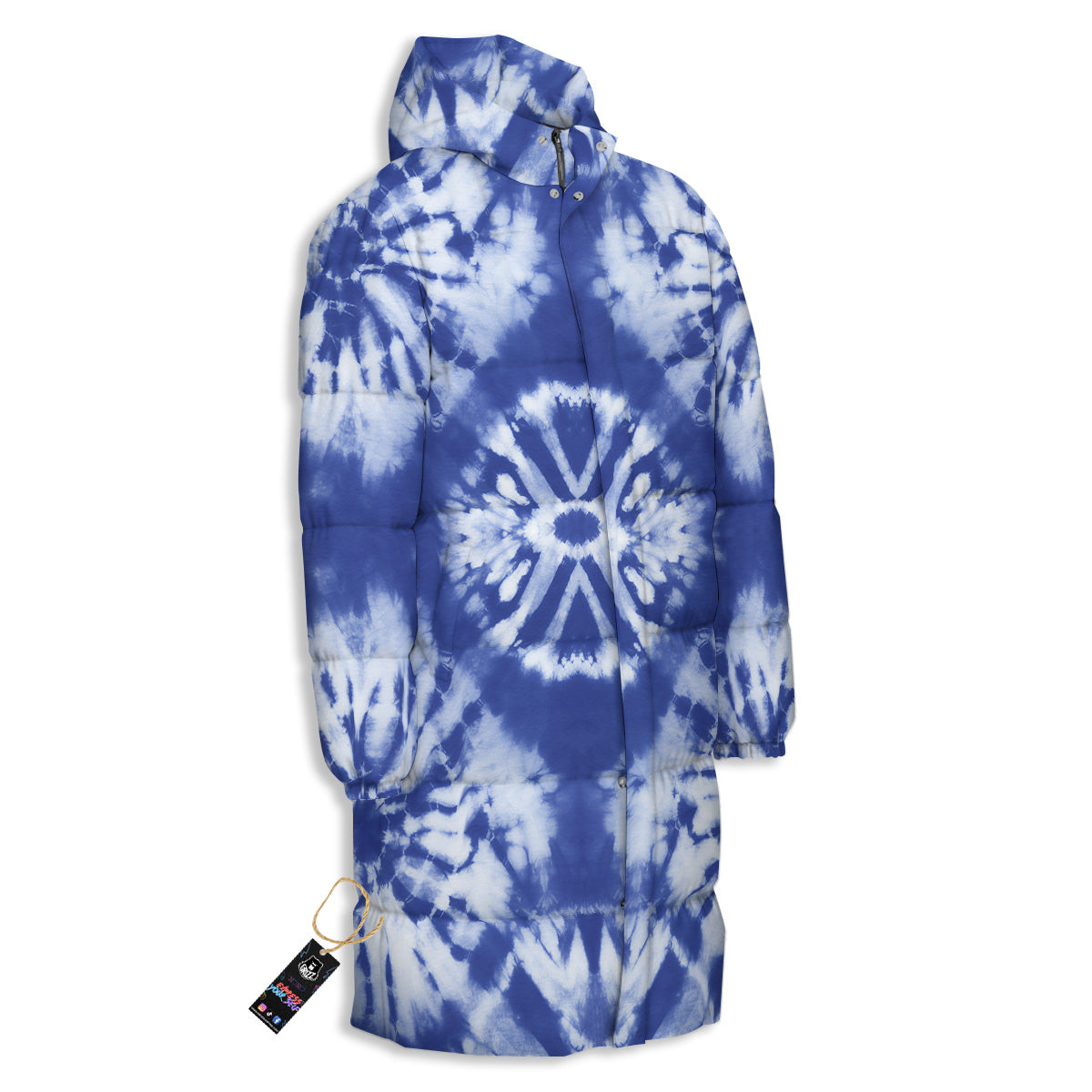Shibori Blue Print Long Down Jacket-grizzshop