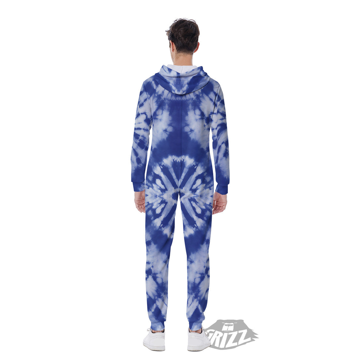 Shibori Blue Print Men's Jumpsuit-grizzshop