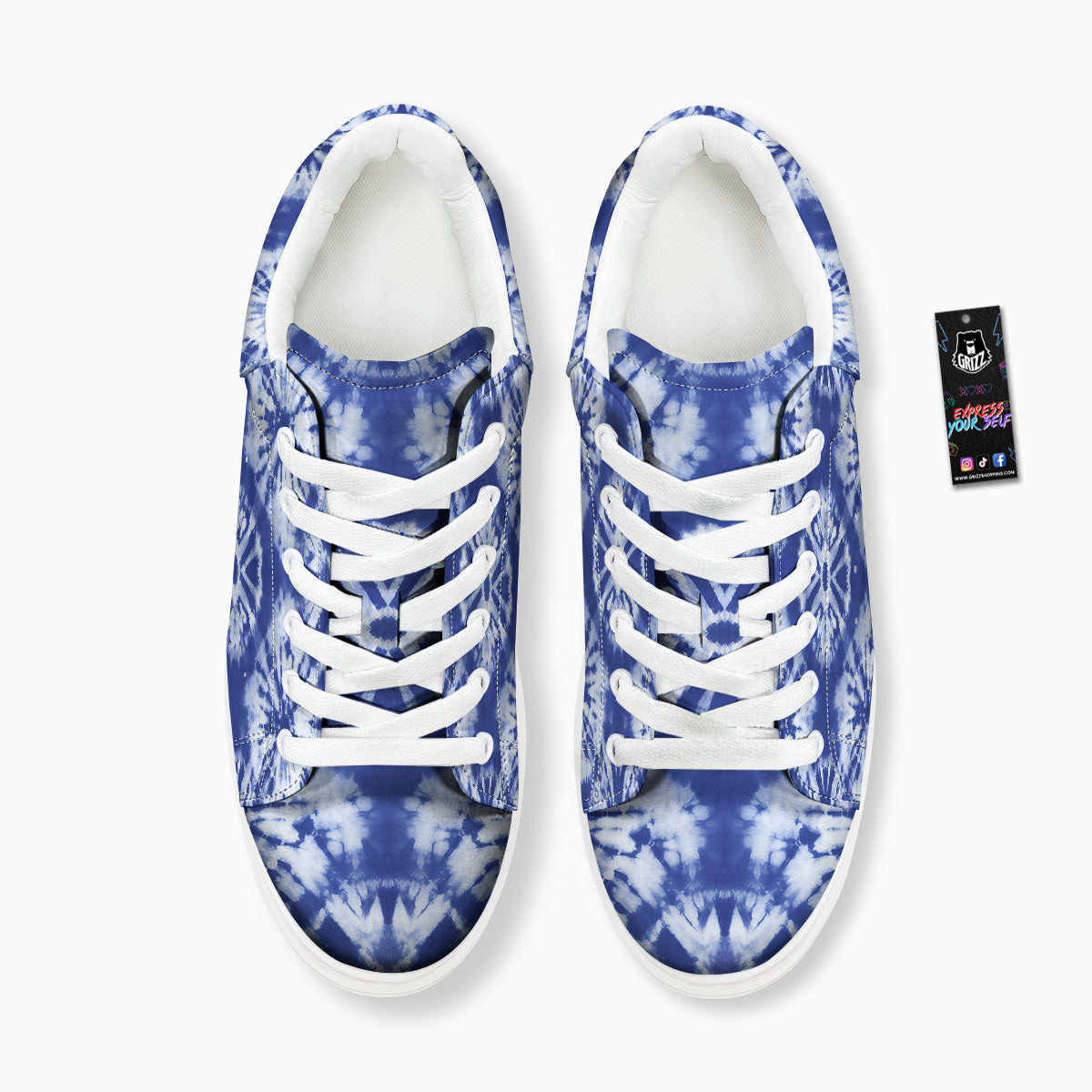 Shibori Blue Print Platform Shoes-grizzshop