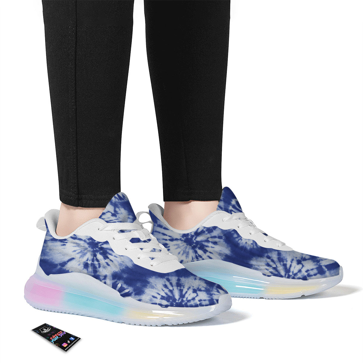 Shibori Blue Print Running Sneakers-grizzshop