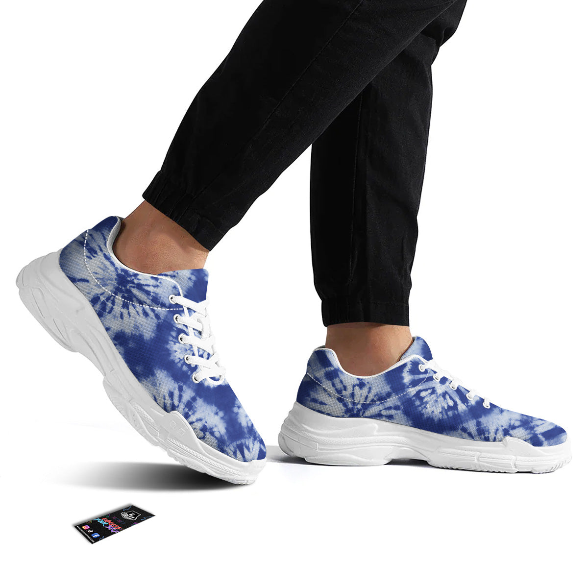 Shibori Blue Print White Chunky Shoes-grizzshop