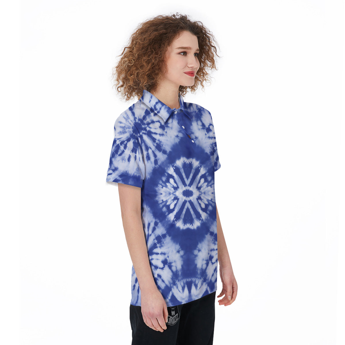 Shibori Blue Print Women's Golf Shirts-grizzshop