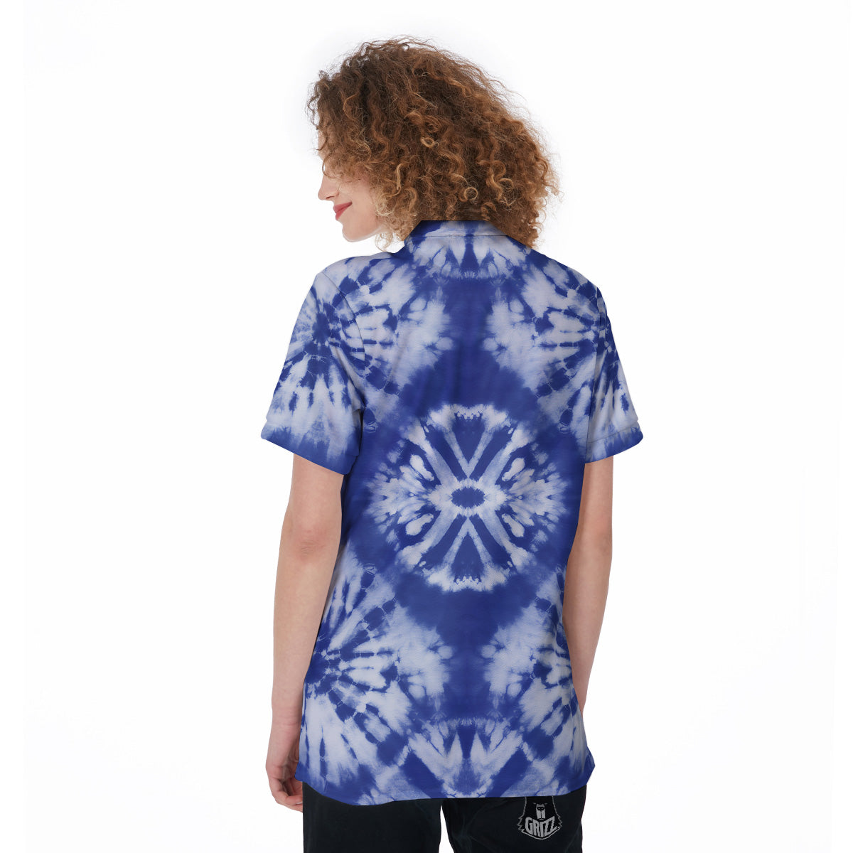 Shibori Blue Print Women's Golf Shirts-grizzshop