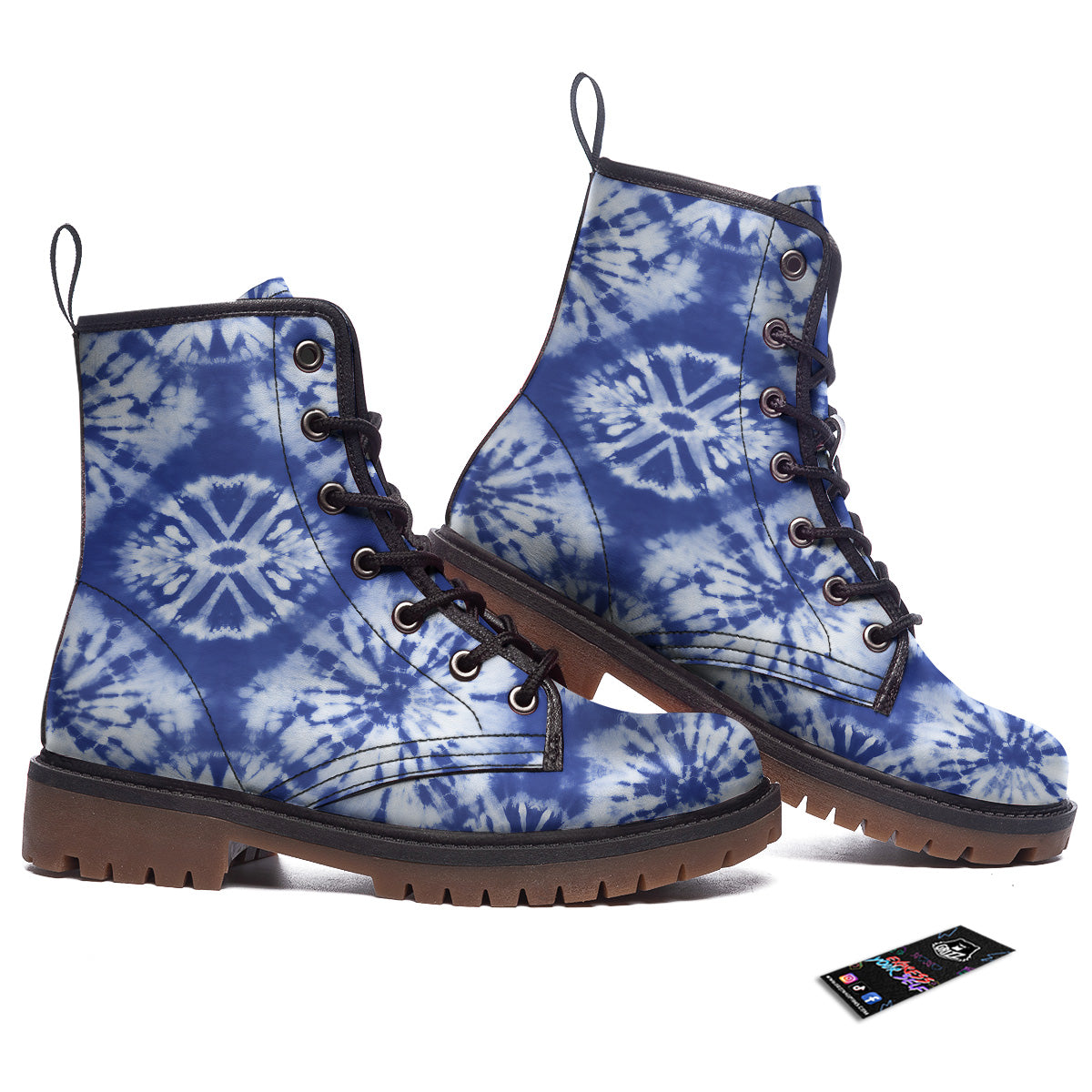 Shibori Blue Print Work Boots-grizzshop