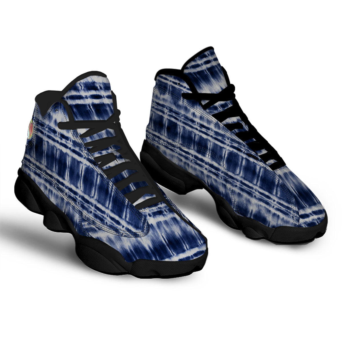 Shibori Indigo Dye Print Black Basketball Shoes-grizzshop