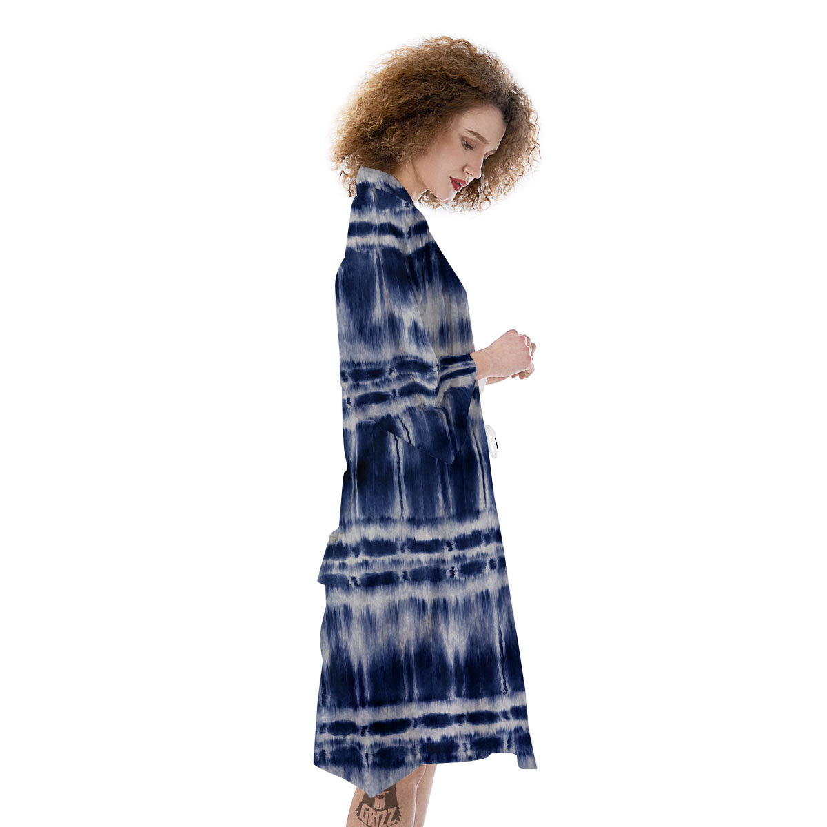Shibori Indigo Dye Print Kimono-grizzshop
