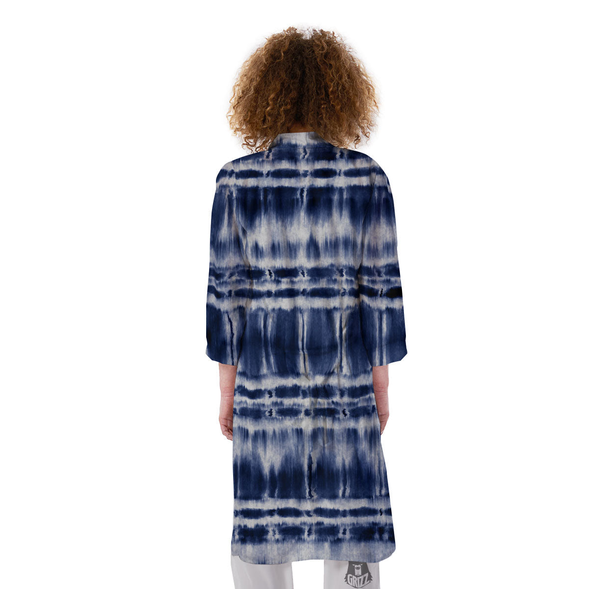 Shibori Indigo Dye Print Kimono-grizzshop