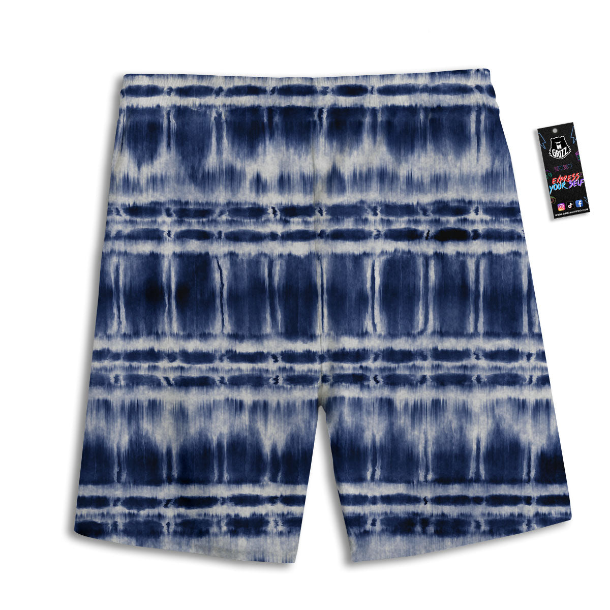 Shibori Indigo Dye Print Men's Athletic Shorts