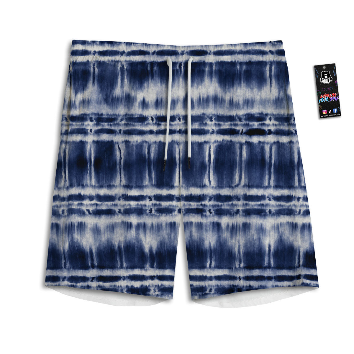 Shibori Indigo Dye Print Men's Athletic Shorts
