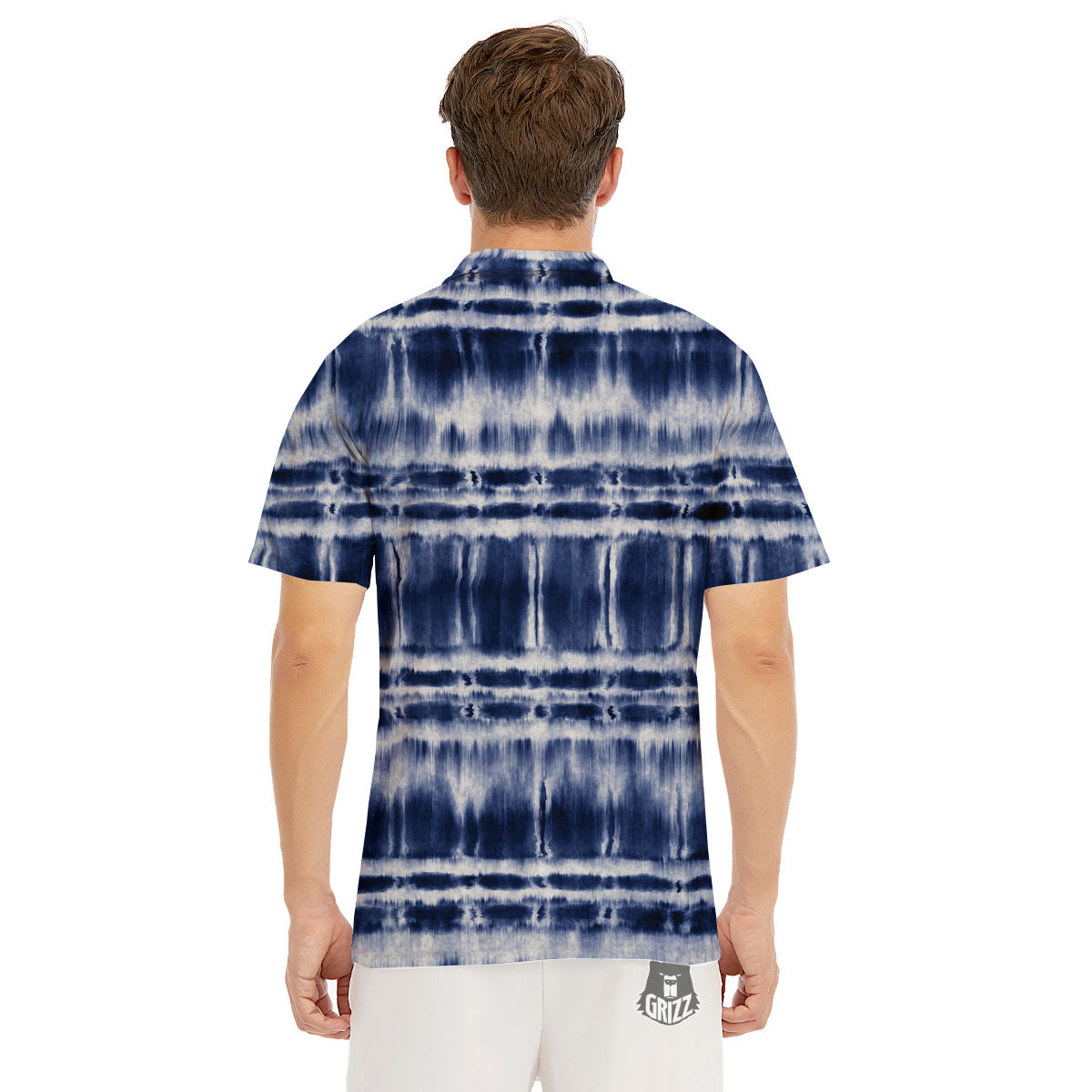 Shibori Indigo Dye Print Men's Golf Shirts-grizzshop