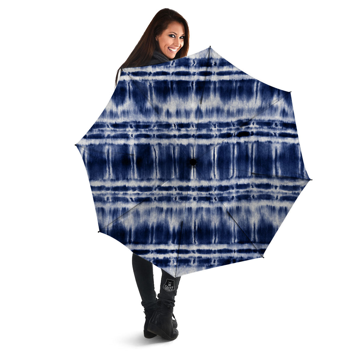 Shibori Indigo Dye Print Umbrella-grizzshop