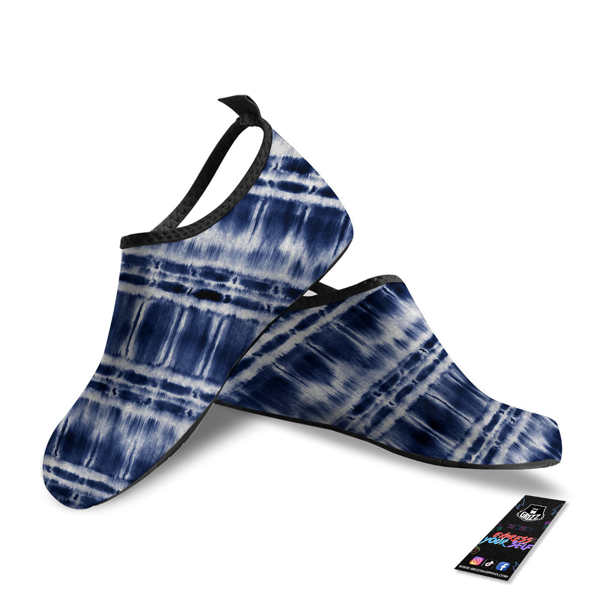 Shibori Indigo Dye Print Water Shoes-grizzshop