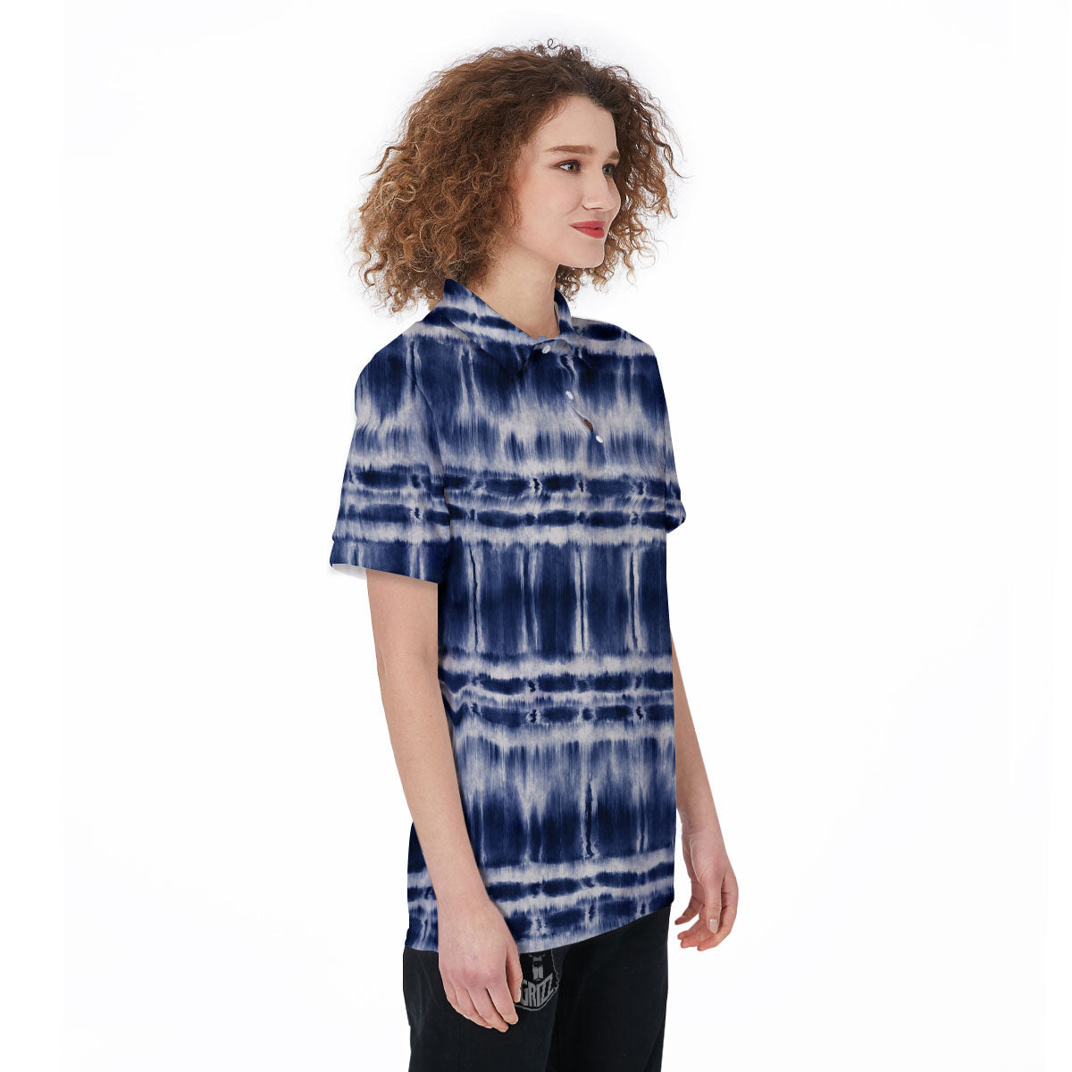 Shibori Indigo Dye Print Women's Golf Shirts-grizzshop