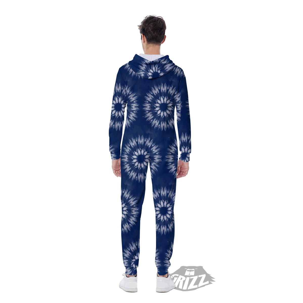 Shibori Print Pattern Men's Jumpsuit-grizzshop