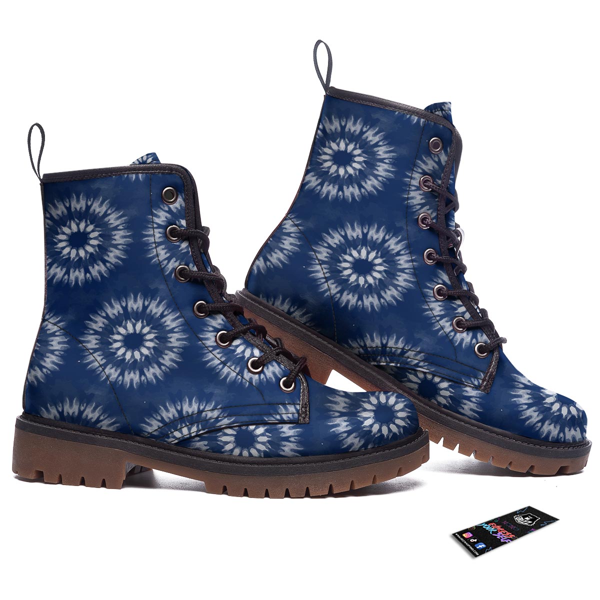 Shibori Print Pattern Work Boots-grizzshop