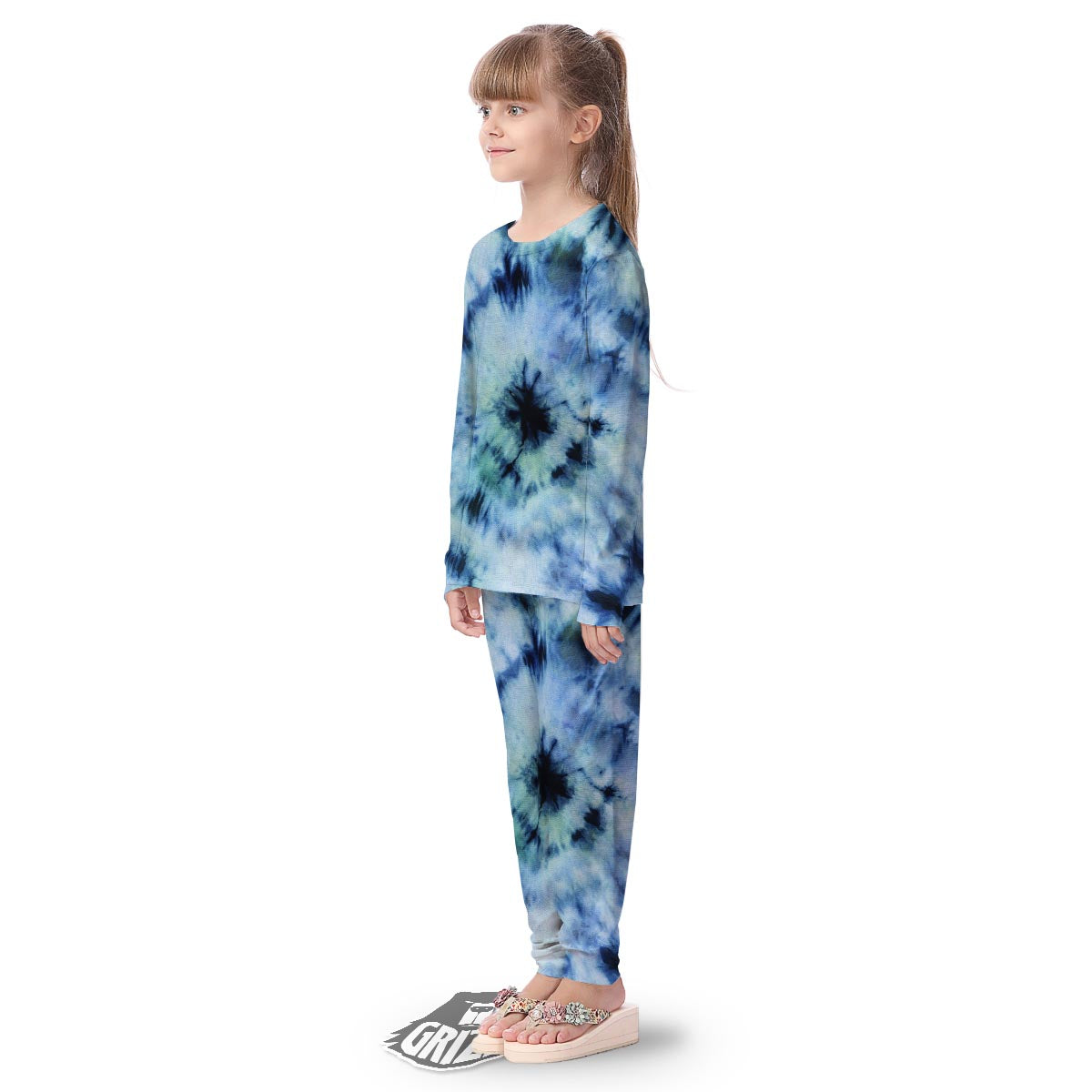 Shibori Tie Dye Print Kid's Pajamas-grizzshop