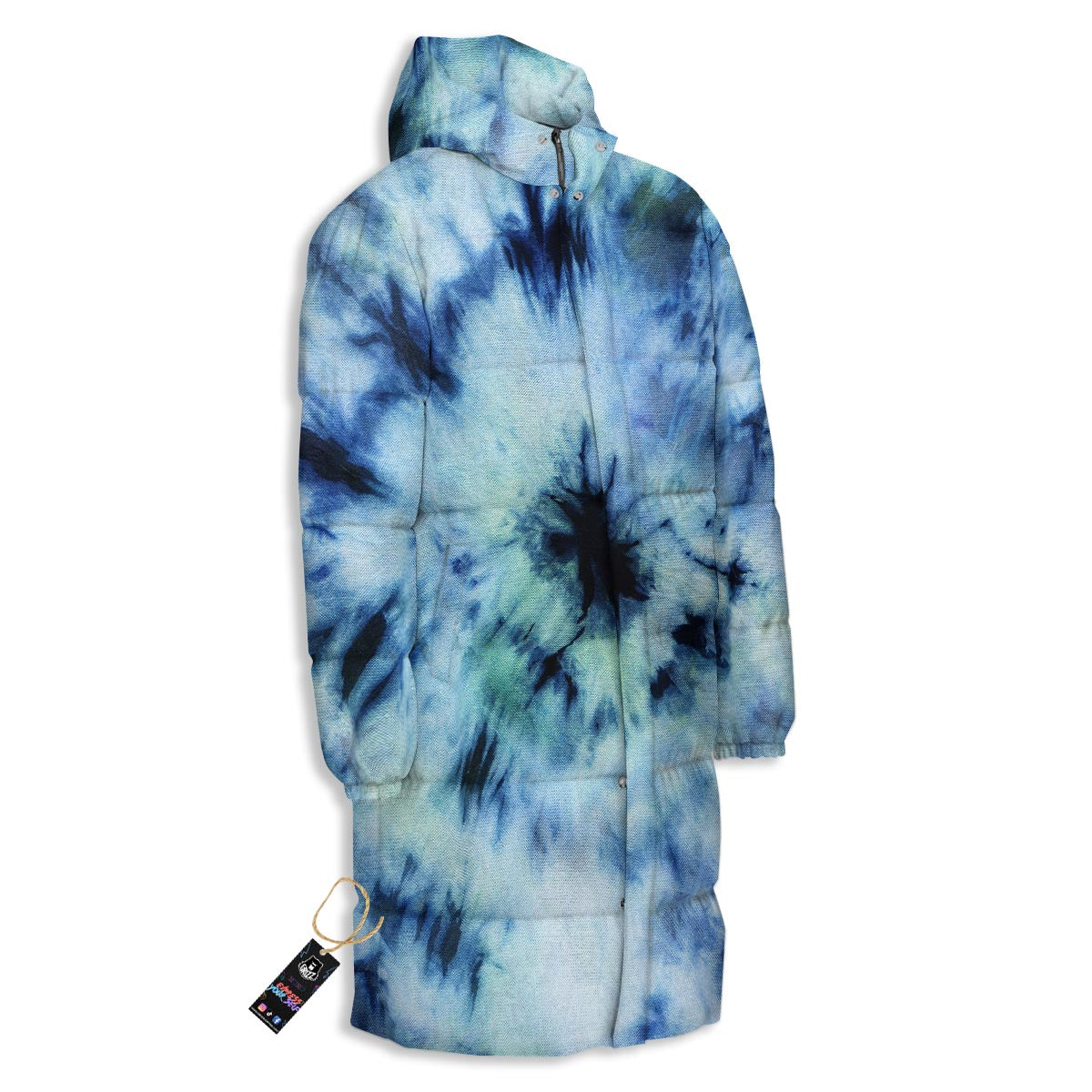 Shibori Tie Dye Print Long Down Jacket-grizzshop