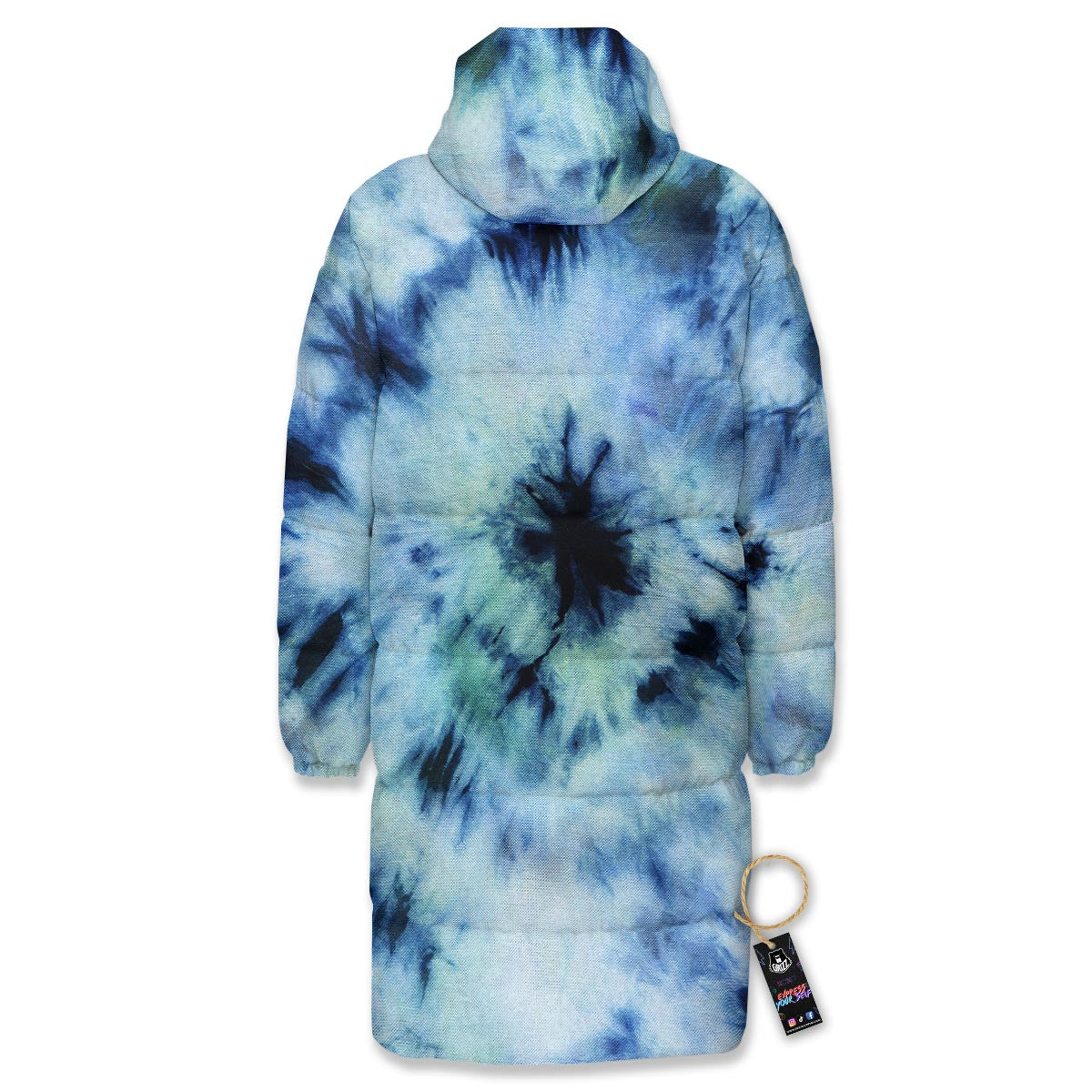Shibori Tie Dye Print Long Down Jacket-grizzshop