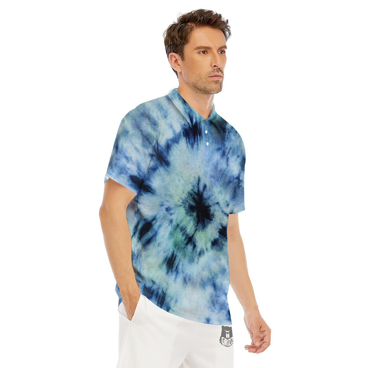 Shibori Tie Dye Print Men's Golf Shirts-grizzshop