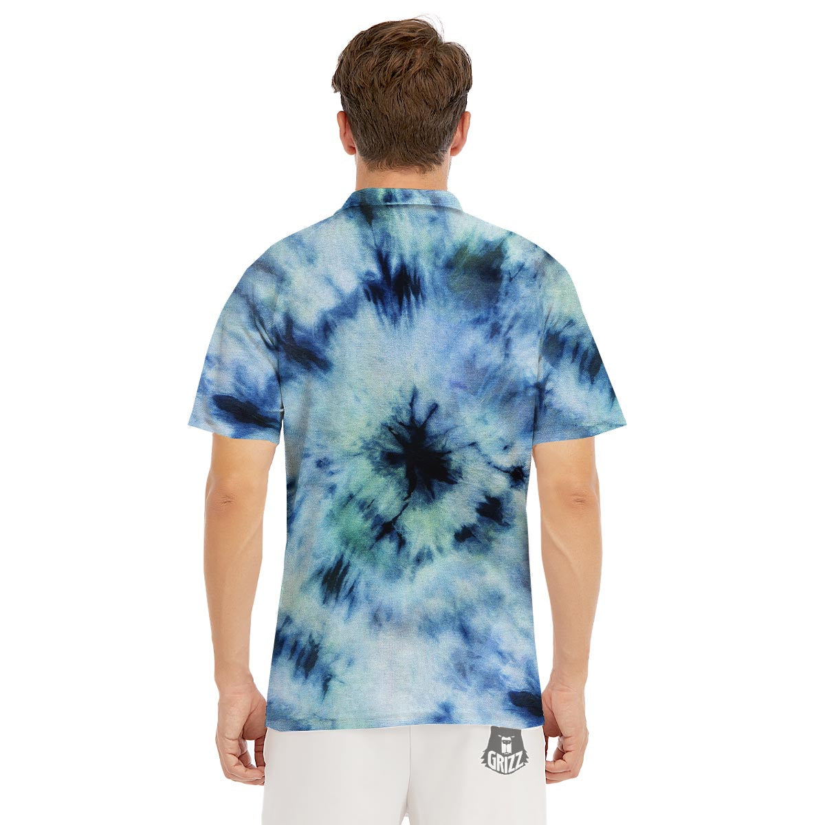 Shibori Tie Dye Print Men's Golf Shirts-grizzshop