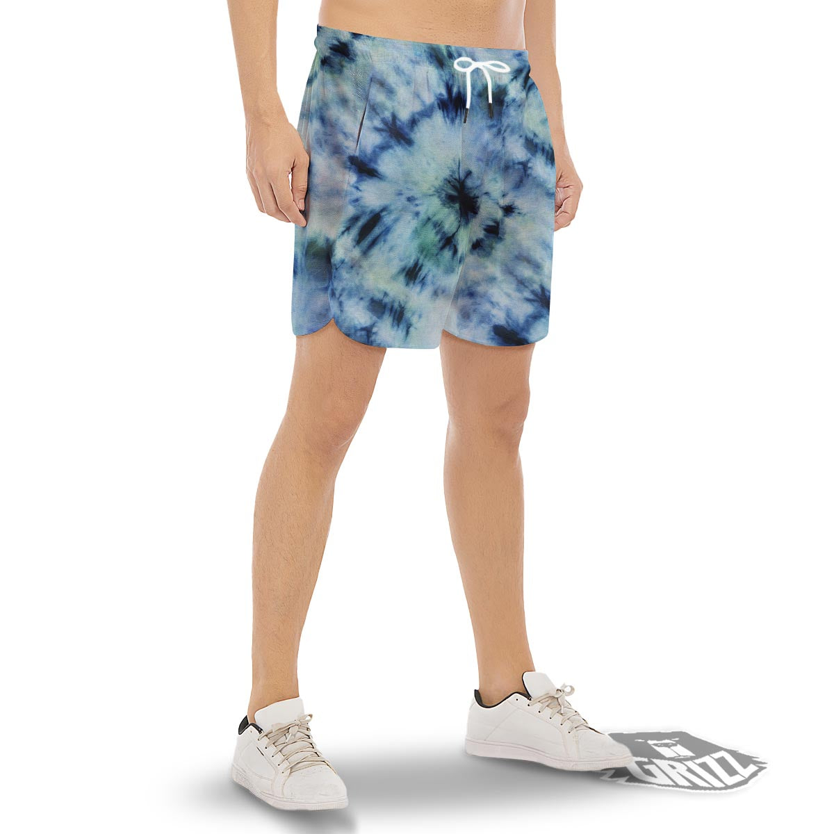Shibori Tie Dye Print Men's Gym Shorts-grizzshop