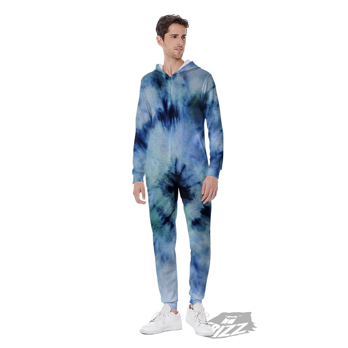 Shibori Tie Dye Print Men's Jumpsuit-grizzshop