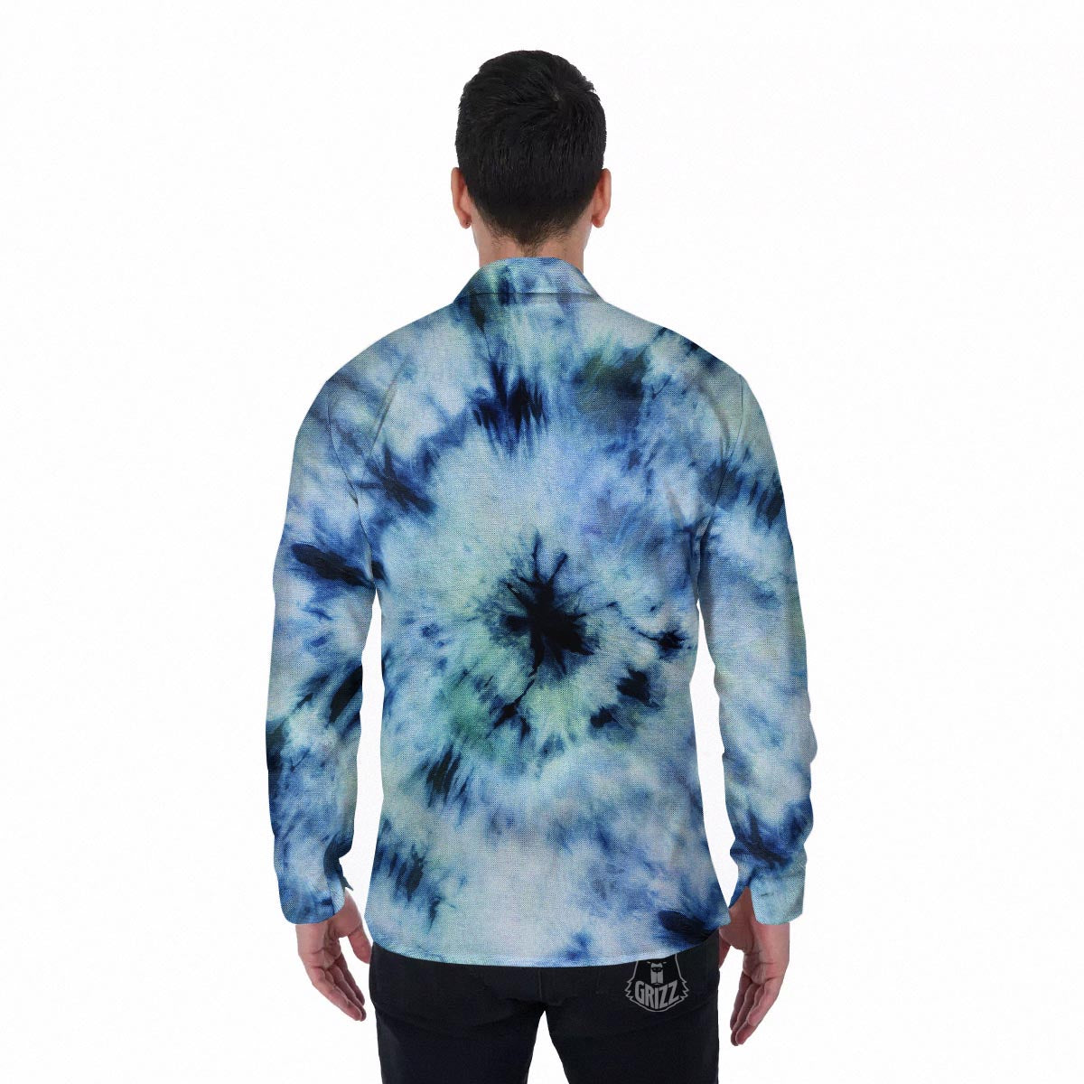 Shibori Tie Dye Print Men's Long Sleeve Shirts-grizzshop