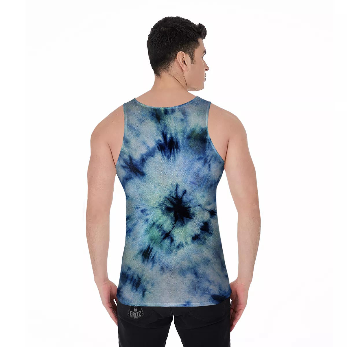 Shibori Tie Dye Print Men's Tank Top-grizzshop
