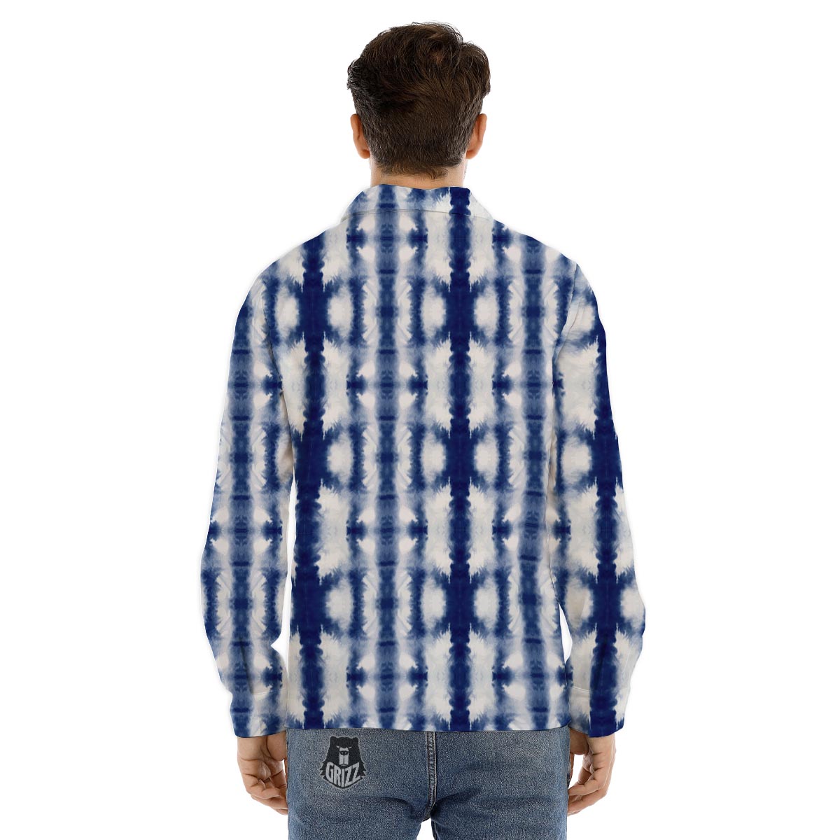 Shibori Tie Dye Print Pattern Men's Dress Shirts-grizzshop