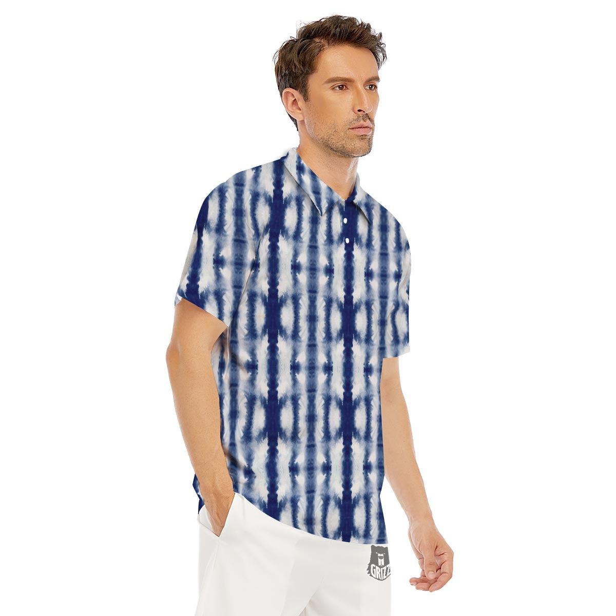 Shibori Tie Dye Print Pattern Men's Golf Shirts-grizzshop