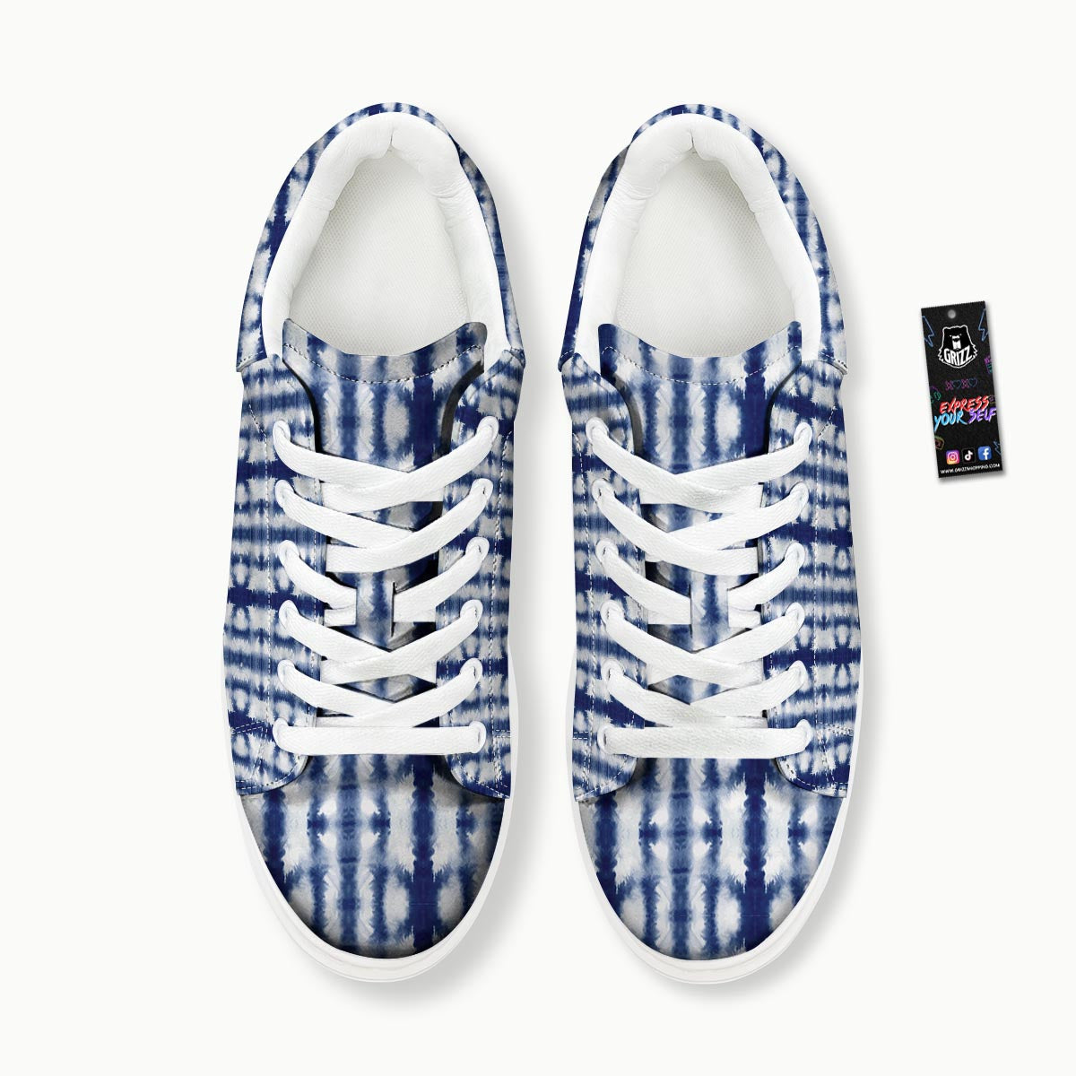 Shibori Tie Dye Print Pattern Platform Shoes-grizzshop